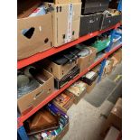 17 boxes of assorted items including pottery, glassware, ornaments, DVDs, pictures, kitchenware,
