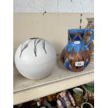 Chamelian ware jug and Thang Tho white bulbous vase