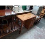 Five pieces of furniture comprising a French style chest, a pine knee hole dressing table, a tile