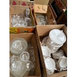 3 boxes of glassware, including 3 Waterford wine glasses