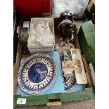 Box with Wedgwood china vase and plates, Aynsley etc.