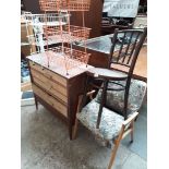 A mixed lot of furniture comprising a retro chest of drawers, a bentwood chair, a retro chair and