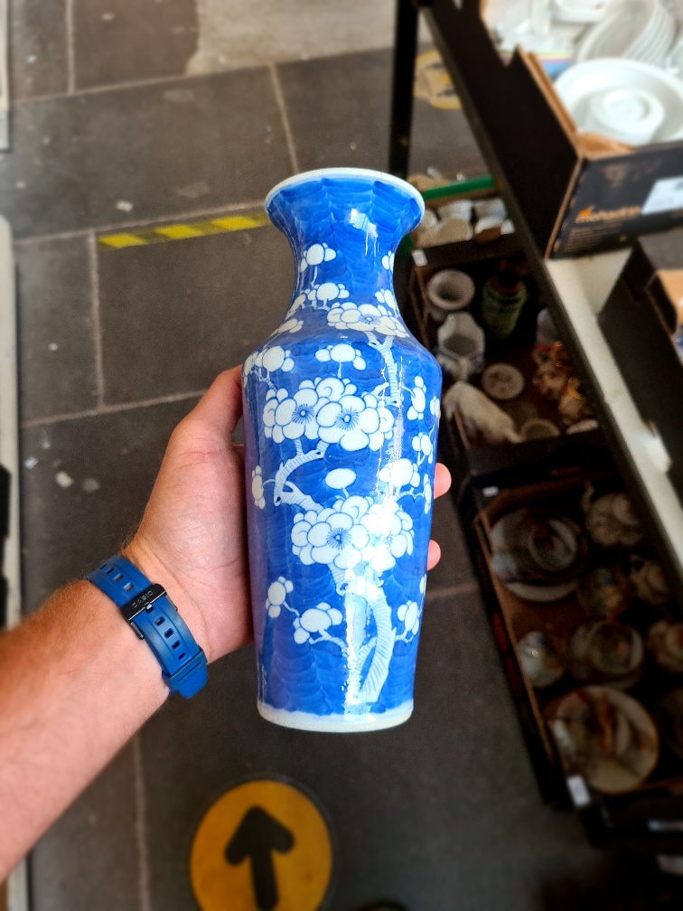 Assorted mainly Chinese porcelain comprising two blue and white prunus vases bearing Kangxi marks, a - Image 4 of 17