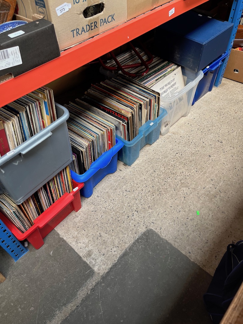 Six boxes of records and a case of mostly 12" records, various genres and artists.