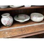 Maling items in the Cherry Blossom pattern including large bowl with servers