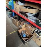 9 boxes of miscellaneous items including pottery, wicker ware, collectables, bread maker, electric