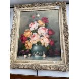 G. Hunther, 20th century school, oil on canvas, still life of flowers, signed lower right.