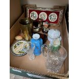 Collectable items including tankard made from shell case, Minton, Torquay ware, crystal etc
