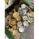 Box of various teawares and mugs