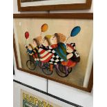 J Roy Baz, 20th / 21st century American acrylic on canvas depicting children on bikes, signed