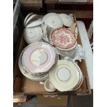 A box of assorted china.