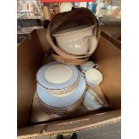 A box of Royal Doulton china, plates, cups, bowls, saucers, etc.
