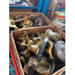 2 boxes of metalware including brass and copper
