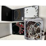 3 boxed necklaces to include a silver example and a box of costume jewellery.