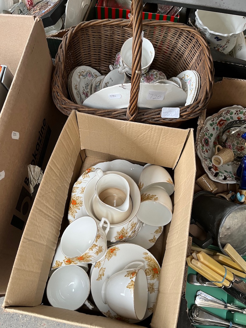 Box and basket of china