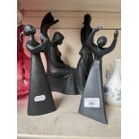 5 Royal Doulton Images figures in matt black including Yearning HN2921 and Mother and Daughter