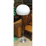 A retro standard lamp with perspex shade, height 145cm.