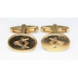 A pair of 9ct gold Masonic cufflinks, Birmingham 1970, gross wt. 8g.