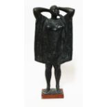 Armando Amaya, (Mexican, b1935), "Adolescente con Trenza", bronze on hardwood base, signed and dated