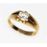 A diamond signet ring, the round brilliant cut diamond weighing approx. 0.58 carats (estimated while
