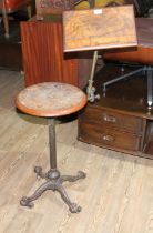 A Victorian Carter's 'Literary Machine' walnut and brass adjustable reading table/stand on cast