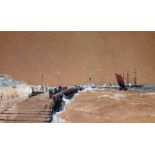 Thomas Bush Hardy (1842-1897), watercolour, 'Boulogne Harbour', 34.5cm x 22cm, framed and glazed.