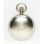 A Waltham pocket watch, circa 1921, silver plated case, diameter 58mm, white enamel dial