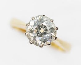 A diamond solitaire ring, the old Euorpean cut diamond weighing approx. 1.51 carats, colour H/I,