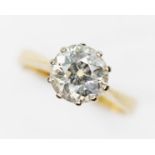 A diamond solitaire ring, the old Euorpean cut diamond weighing approx. 1.51 carats, colour H/I,