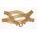A hallmarked 9ct gold bead link choker necklace, wt. 19.6g, length 39cm.