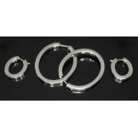 Two pairs of 9ct white gold hoop earrings, lengths 18mm & 35mm, wt. 5.8g.