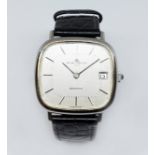 A Baume & Mercier Baumatic wristwatch, circa 1970, stainless steel case, width 35mm, signed steel