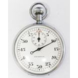 A German WWII Leonidas RLM stop watch, signed white enamel dial, outer seconds and 30 minute