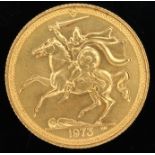 Elizabeth II Isle of Man 1973 full sovereign.