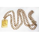 A St Christopher pendant indistinctly marked on 61cm chain marked '375' and also with 9ct gold