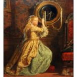 Att. Charles Wynne Nicholls (Irish, 1831-1903), young lady lighting a candle, oil on canvas, 30.