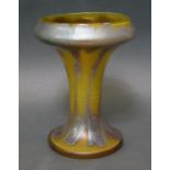 An Austrian Art Nouveau glass vase by Loetz, trumpet form, wavy yellow ground with iridescent