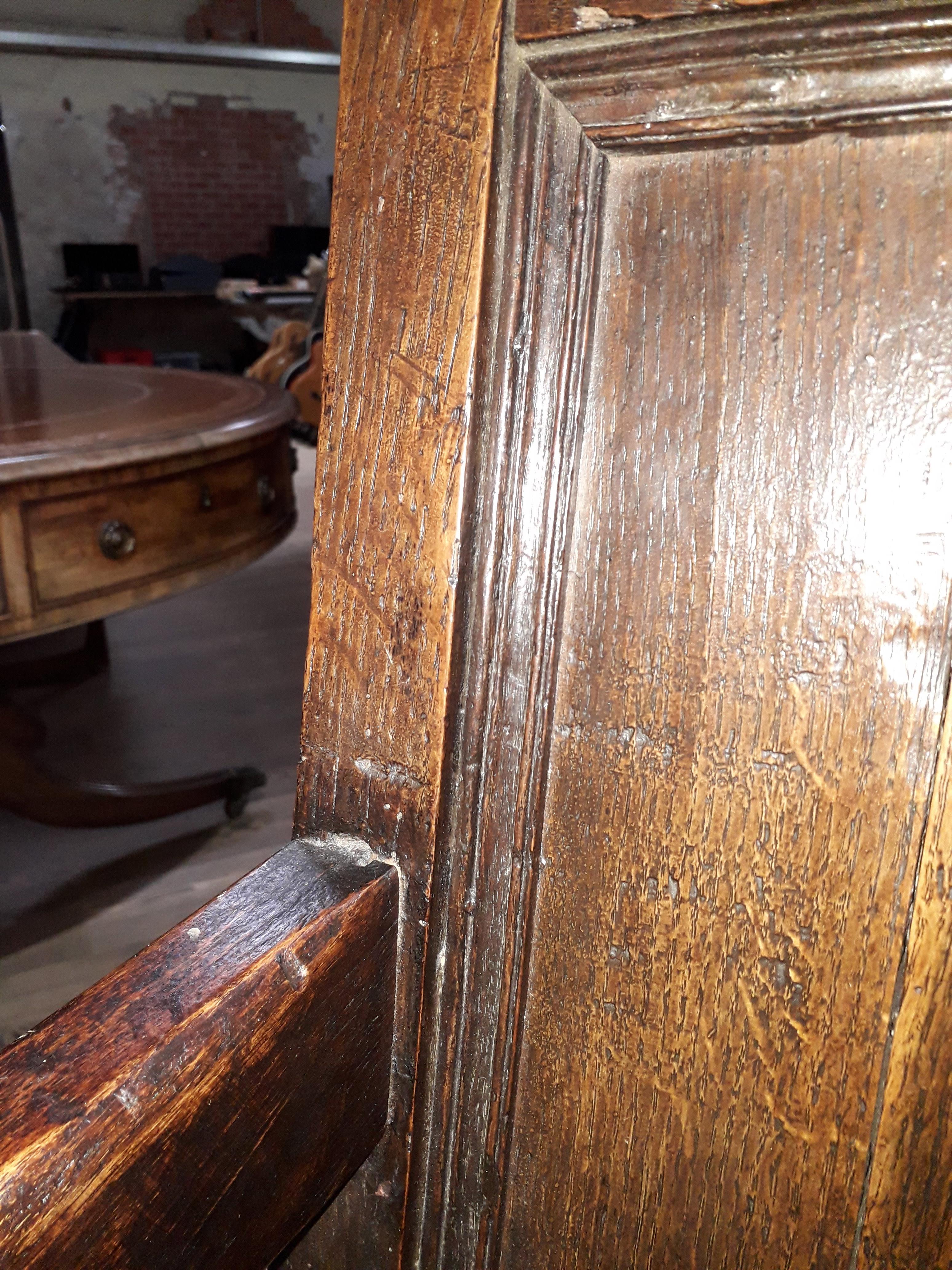 A 17th century joined oak armchair. - Image 7 of 11