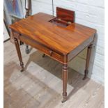 A Gillows mahogany chamber writing table, second quarter of the 19th century, inkwell compartment,