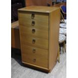 A G-Plan teak chest of drawers with brass ring pull handles, height 108cm.