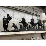 5 spelter figures - one damaged