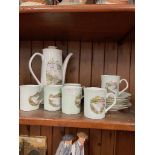 A vintage coffee set with hand painted images of Lake District. 6 cups, 6 saucers and coffee pot