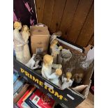 A box of mainly Willow Tree figures