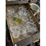 Selection of glass items to include bowls, etched glass, Stuart crystal and Galway Irish crystal,