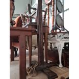 A coffee table, a stool and an oak standard lamp.