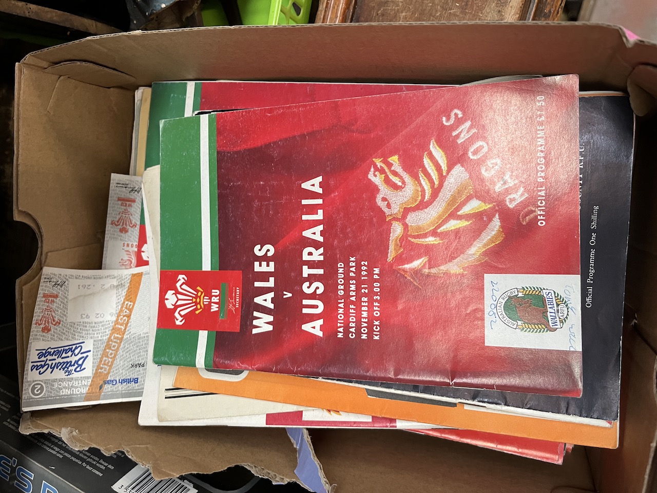 Welsh International rugby programmes, and some match tickets, circa 1970s and later, together with