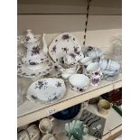 Assorted china comprising a Hammersley Victorian Violets tea set, a Royal Albert Sweet Violets