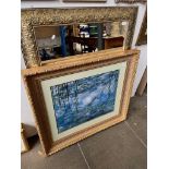 A print "Water lilies", after Claude Monet, 62.5cm by 50cm, framed and glazed together with a gilt