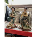 2 Capodimonte figures - elderly seated gentlemen