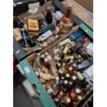 Two boxes of mainly alcoholic miniatures. Over 70 bottles - some in original tins including Aardbeg,